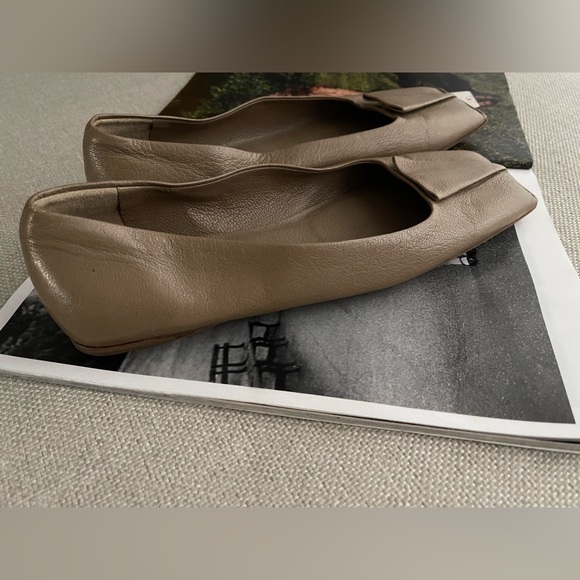 Jil Sander Square Toe Leather Ballet Flats In Tan Size 36 (US 6) - Picture 2 of 13
